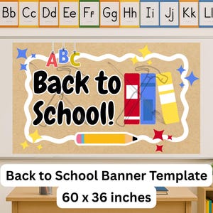 Back to School Painted Banner Template for Classroom Decor, Teacher Welcome Sign, Printable DIY Bulletin Board Decoration