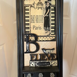 Framed Vintage BELIEVE Decorative Wall shelf Entryway Bath Dressing Room