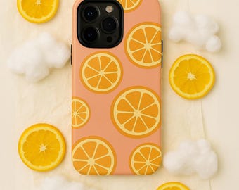 Orange Scheiben Muster Robuste Handyhülle für iPhone 17 16 15 14 13 12 11 Pro Max, Galaxy S26 S25 S24 S23 S22 Ultra, Pixel 7 8 9 Pro