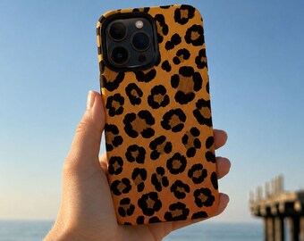 Custodia per telefono Cheetah – Stampa Cheetah su fondo marrone caldo per iPhone, Galaxy e Pixel