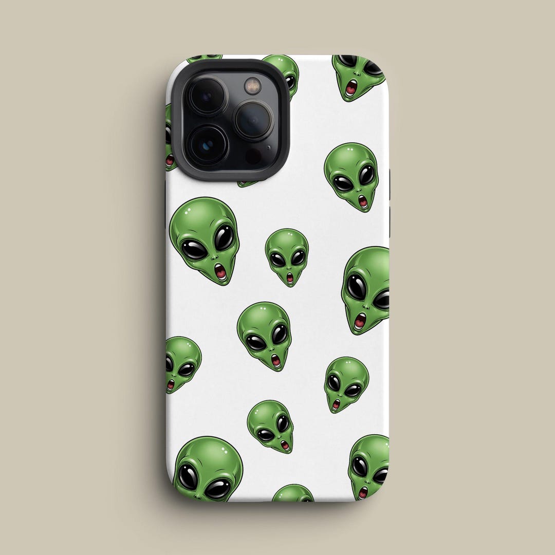 Alien Phone Case – Retro Green UFO Pattern for Iphone, Galaxy & Pixel ...