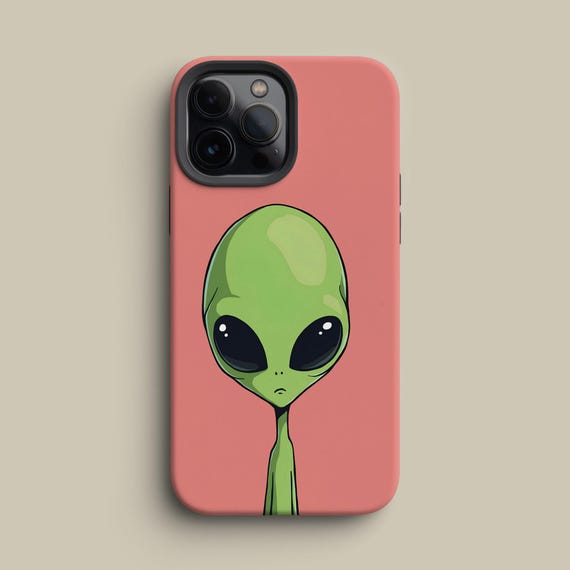 Alien Phone Case Minimalist Green Alien for iPhone, Galaxy & Pixel Alien Phone Case Minimalist Green Alien for iPhone, Galaxy & Pixel