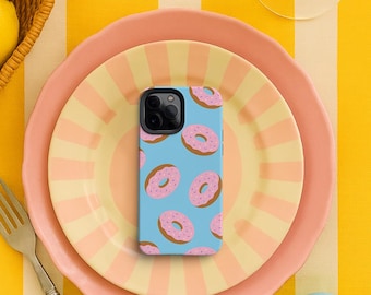 Donut Phone Case – Pink Sprinkles Pattern on Blue for iPhone, Galaxy & Pixel