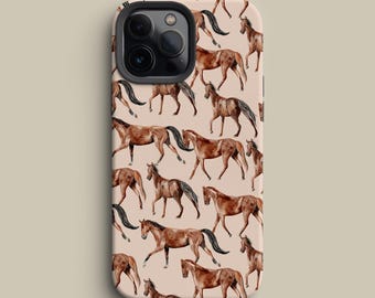 Coque de portable cheval - Motif cheval marron réaliste sur fond neutre pour iPhone, Galaxy et Pixel