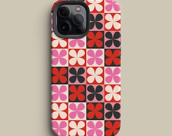 Funda de teléfono a cuadros con diseño retro de tablero de ajedrez para iPhone, Galaxy y Pixel