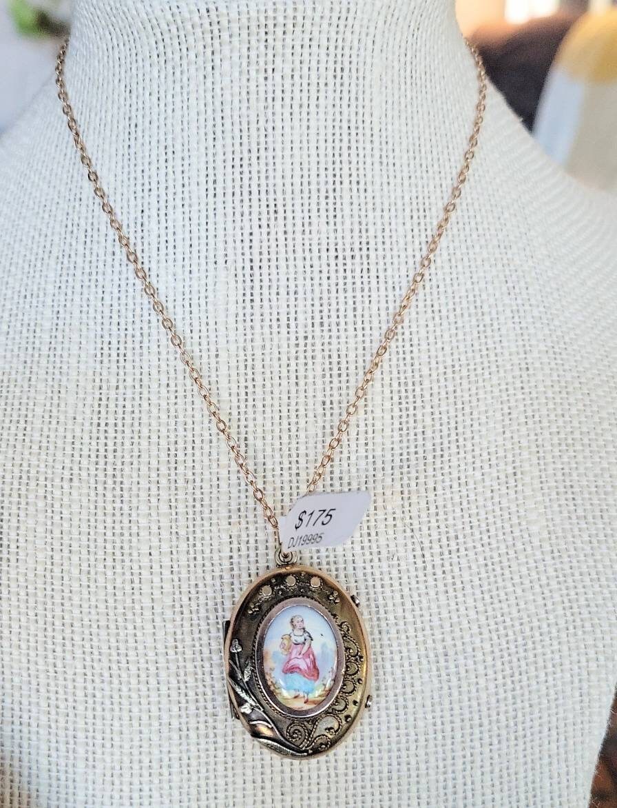 Victorian GF Painted Lady Locket - Etsy