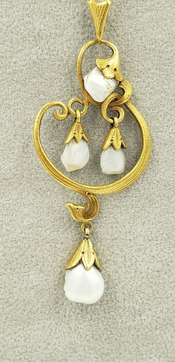 18k Art Nouveau Pearl Necklace