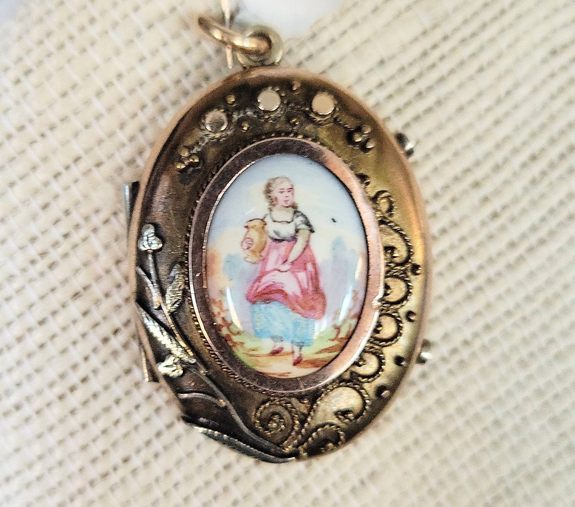 Victorian GF Painted Lady Locket - Etsy