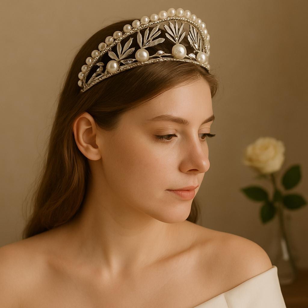 Gold Vintage Pearl Tiara – Elegant Princess Crown for Weddings, Prom, Pageants, or Christmas Gift for Her