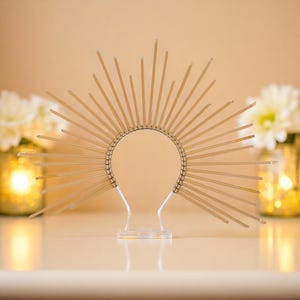 Gold Crown Headband for Women – Gothic Halo Headpiece for Halloween, Cosplay, Festivals, Queen Costume or Fantasy Party Look