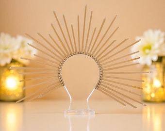 Gold Crown Headband for Women – Gothic Halo Headpiece for Halloween, Cosplay, Festivals, Queen Costume or Fantasy Party Look