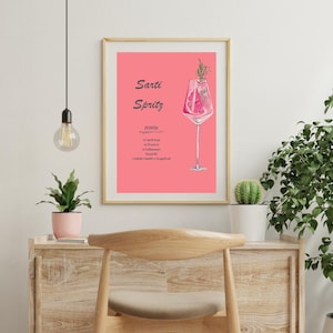 Recette de Sarti Spritz – PDF numérique à imprimer | Carte des cocktails d'été A4 | Carte des boissons pour bar à domicile, fête, décoration de bar DIY