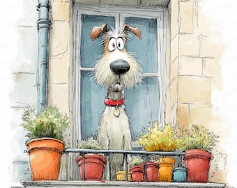 Balcony Peeking Dog Clipart, Quirky Dogs Peeking Bundle – Funny & Playful JPEGs for Crafts, Scrapbooking, Cards