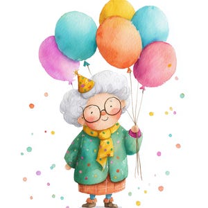 Funny Grandma Clipart: Birthday Junk Journal Bundle (20 JPEG Files)