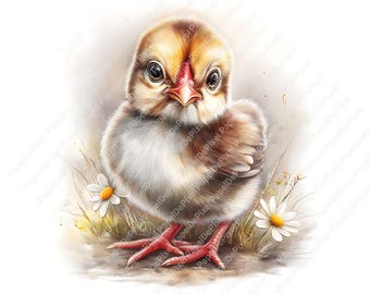 Cute baby Chicken clipart, Nursery chicken, Watercolor chicken Printable Clipart, 12 JPEG, Junk journal, Paper craft,  Commercial use