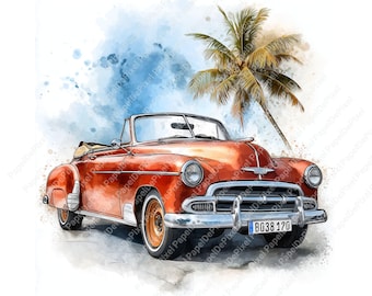 Pacchetto di clipart di auto d'epoca / Illustrazione di auto d'epoca / Arte automobilistica retrò / Download digitale di auto d'epoca / Uso commerciale / 15 JPEG