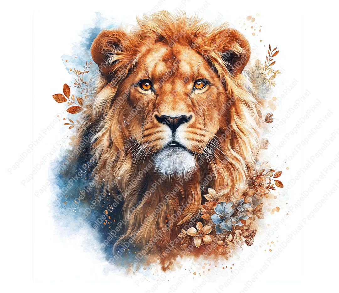 Cute Lion Clipart Bundle, Safari Animal Illustrations, Watercolor Wild ...