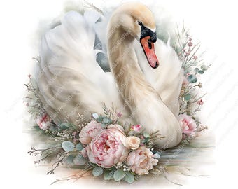 Watercolor Swan Clipart bundle,  Abstract Swan Illustration, Nursery Clipart  Commercial Use Instant Download Paper Crafts Junk Journal