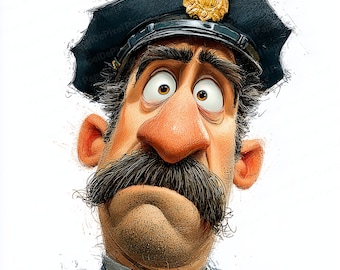 Eigenzinnige politieagent clipart: grappig karakter clipart, politieman graphics, 18 jpeg's, digitale download, aquarel clipart, commercieel gebruik