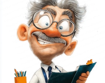 Pacote com 15 cliparts peculiares para professores, clipart de personagens engraçados, pessoas peculiares, artesanato digital, artesanato em papel, cartão de aniversário, uso comercial