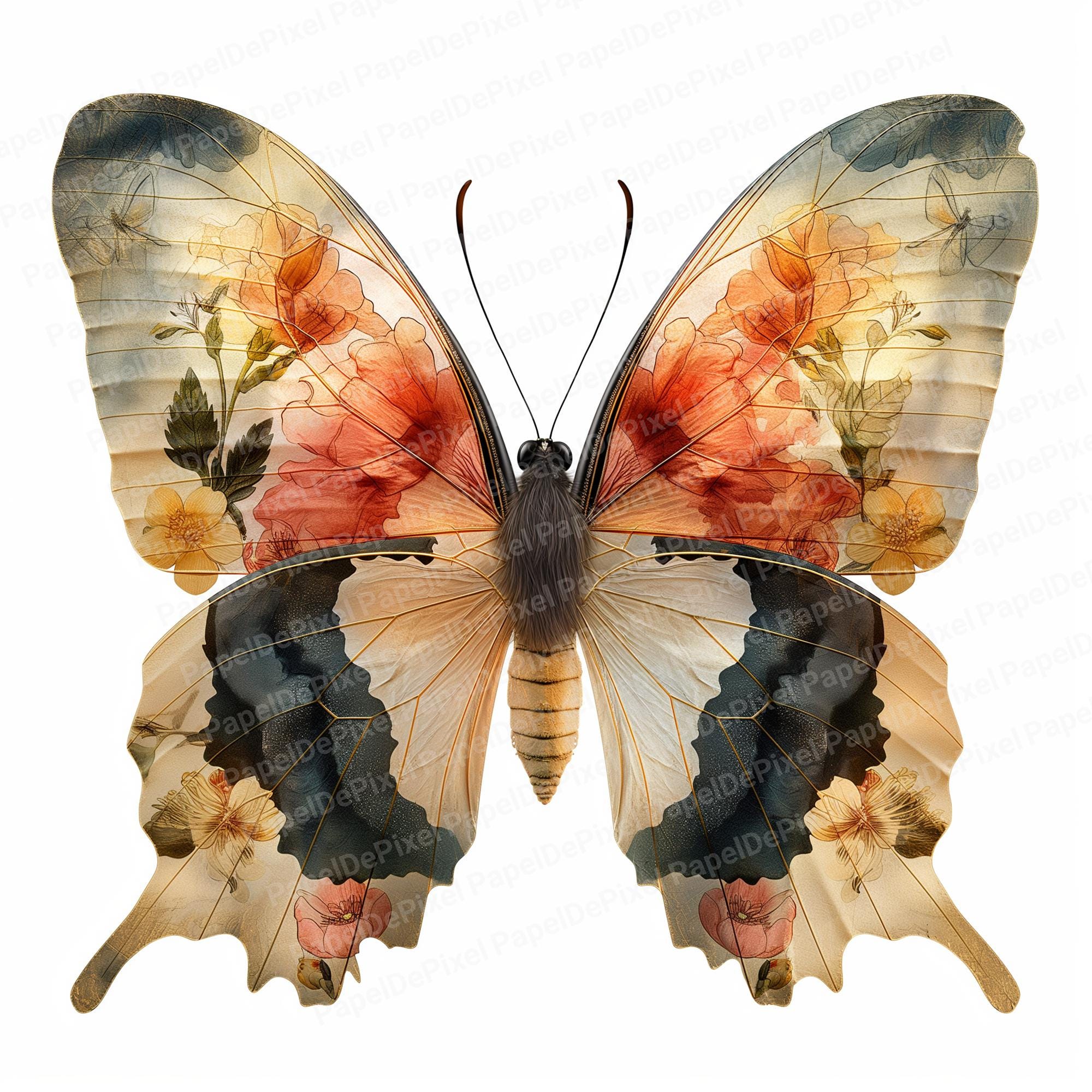 15JPEG Vintage Butterfly Clip Art, Collage Printable Butterflies ...