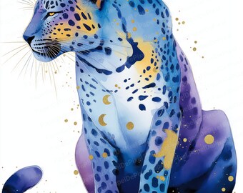 Whimsical leopard clipart, fantasy animals, Cosmic animals, Wild animals Graphics, 15JPEG, Paper craft, Digital download, Commercial use