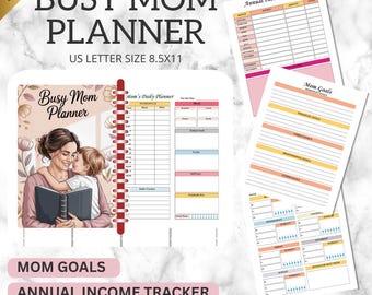 Busy Mom Planner: Digital Life Organizer Template (Printable, Editable Task Planner)