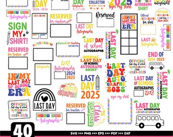 Last Day of School Autograph SVG Bundle: 40 Designs (Digital Download)