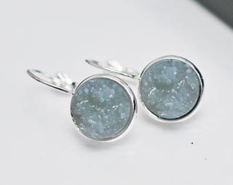 Gray Druzy Earrings, Druzy Earrings, Gray Earrings, Faux Druzy Earrings, Leverback Earrings, Gray Drop Earrings, Silver Earrings, For Her