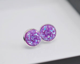 Druzy Earrings Purple, Light Purple Earrings, Faux Druzy Earrings, Druzy Studs, Post Earrings, Stud Earrings, Druzy Jewelry, Silver Studs