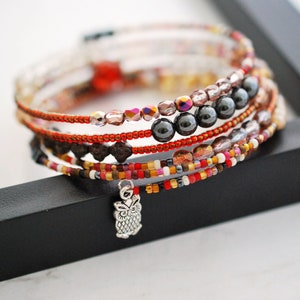 Red Wrap Bracelet, Fall Wrap Bracelet, Beaded Wrap Bracelet, Beaded Bracelet, Seed Bead Bracelet, Multicolored Bracelet, Bracelets for Women