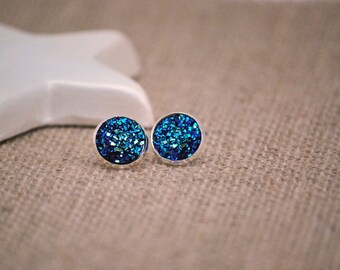 Blue druzy earringsblue faux druzywork earrings summer earrings