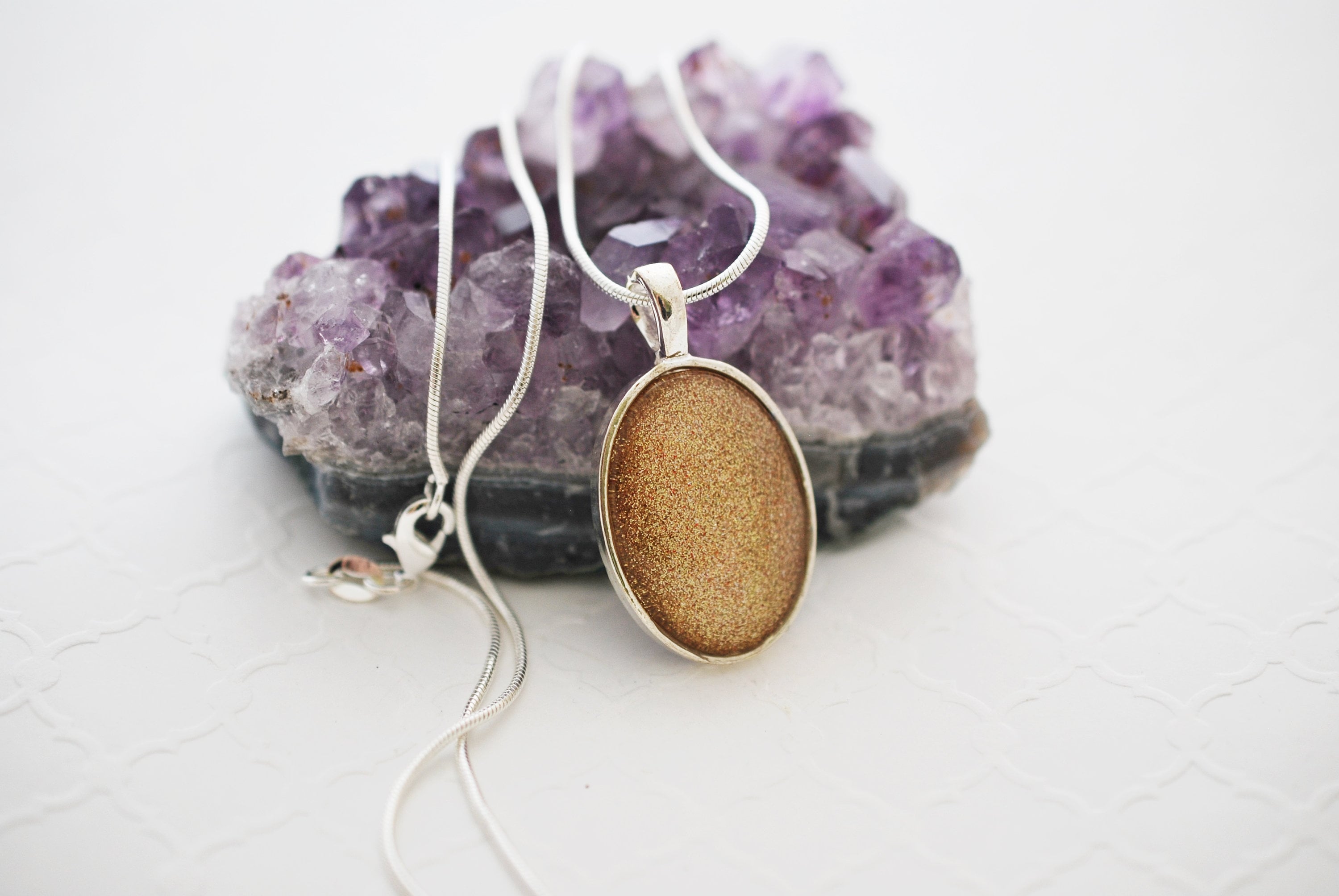 Gold Glitter Necklace Gold Necklace Glitter Pendant Glitter Etsy UK