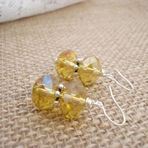 Yellow Crystal Earrings, Yellow Earrings, Yellow Drop Earrings, Crystal Jewelry, Crystal Drop Earrings, Silver Earrings, Golden Earrings image 4