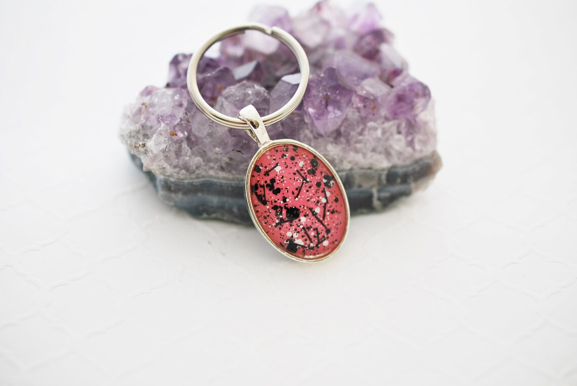 Hot Pink Key Ring Hot Pink Keychain Hot Pink Key Fob Etsy