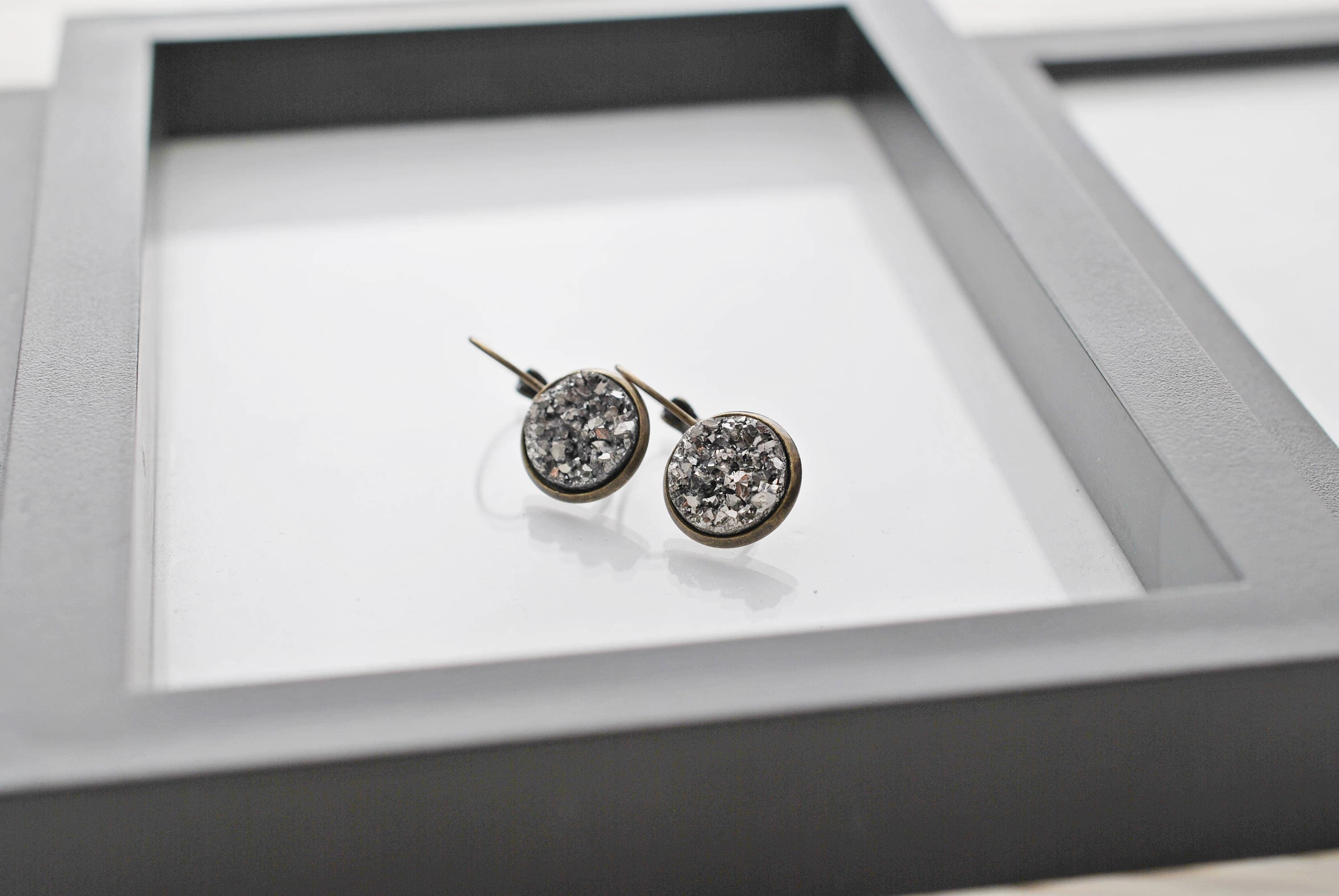 •DRUZY - ETHER• silver prong set stud earrings