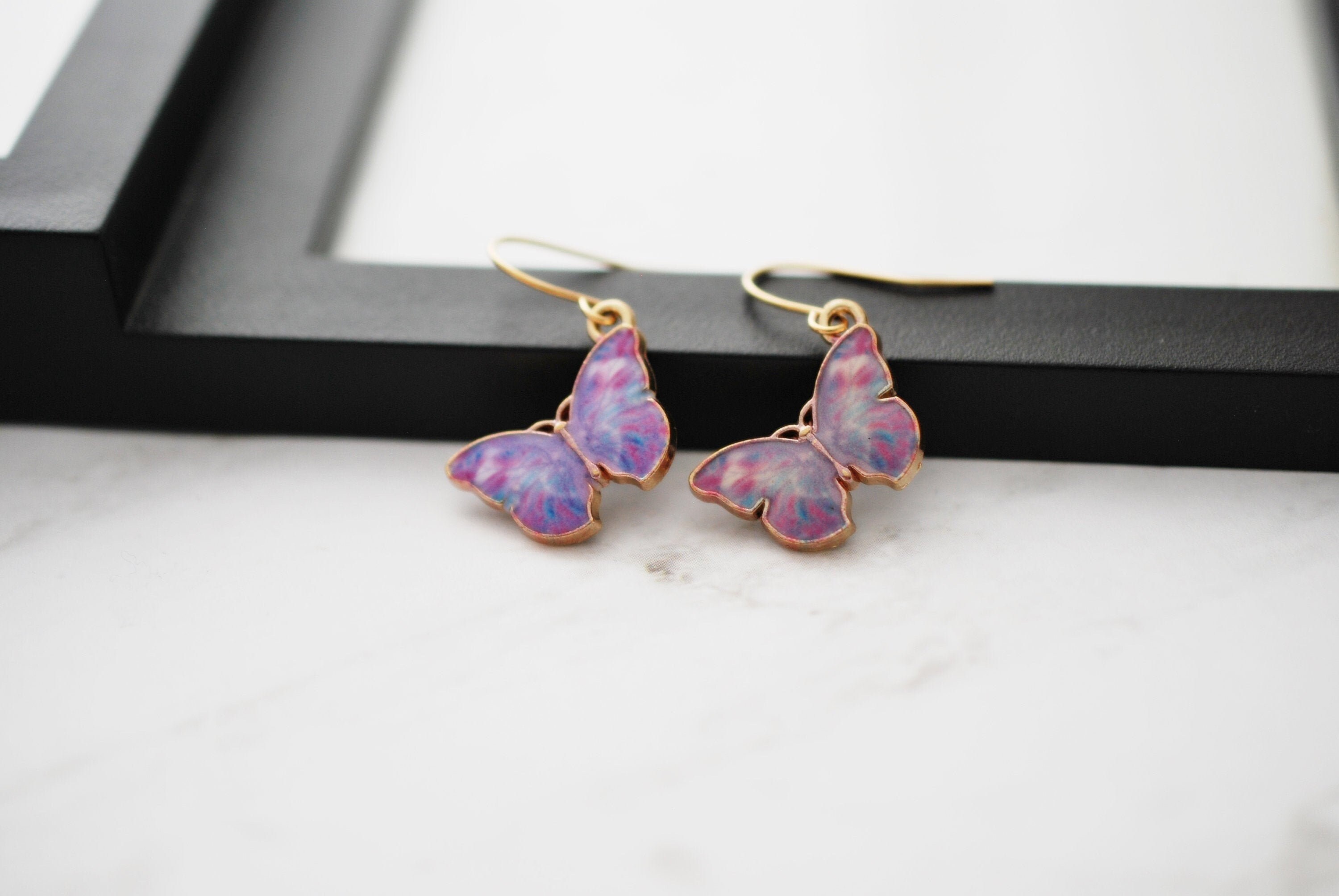 Purple Butterfly Earrings Purple Earrings Butterfly Jewelry Etsy