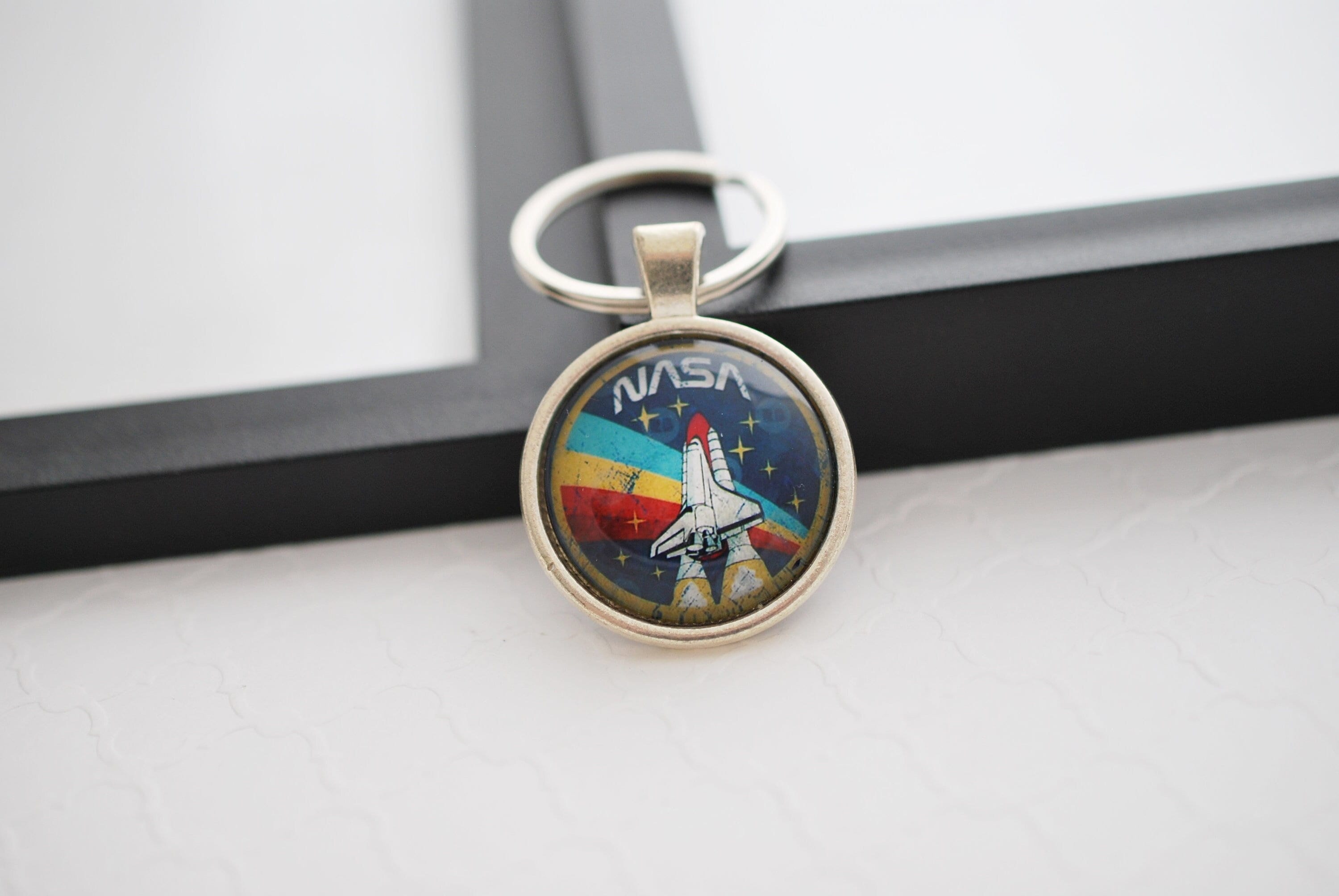 NASA Keychain, NASA Key Ring, NASA Gift, Silver Keychain, Space Keychain,  Spaceship Keychain, Space Shuttle Keychain, Key Fob, Space Gift - Etsy