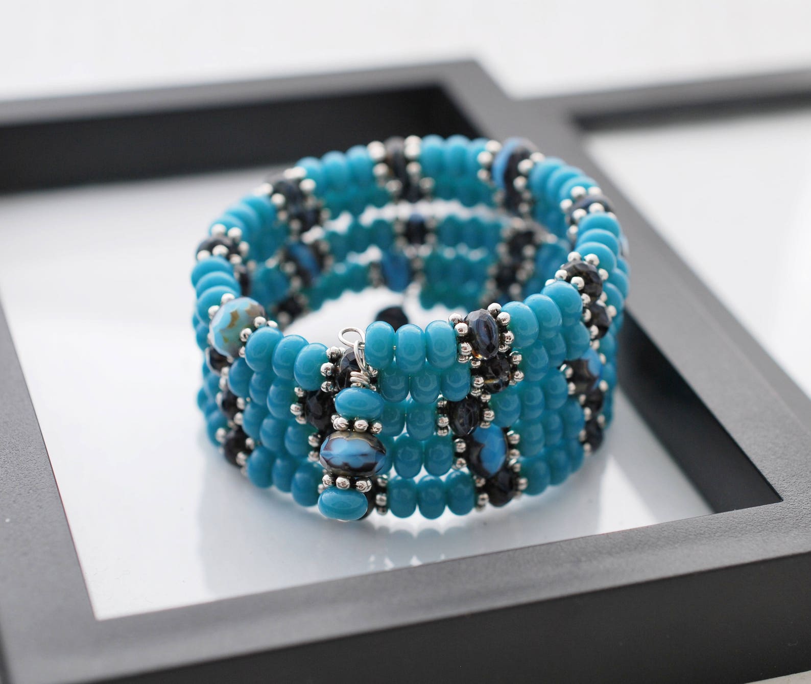 Blue Bracelet Blue Wrap Bracelet Light Blue Memory Wire Etsy