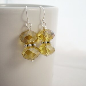 Yellow Crystal Earrings, Yellow Earrings, Yellow Drop Earrings, Crystal Jewelry, Crystal Drop Earrings, Silver Earrings, Golden Earrings image 3