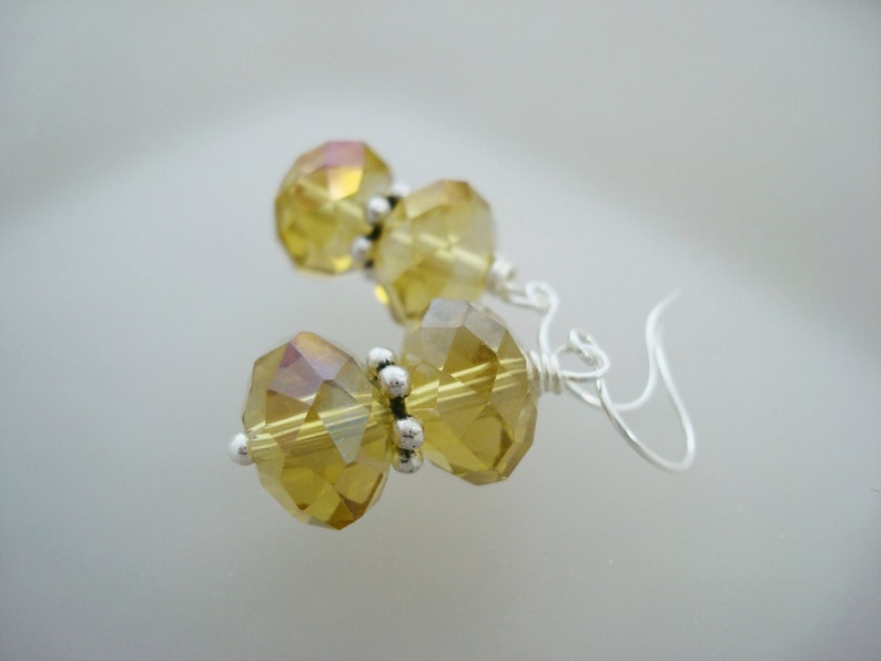Yellow Crystal Earrings, Yellow Earrings, Yellow Drop Earrings, Crystal Jewelry, Crystal Drop Earrings, Silver Earrings, Golden Earrings image 5