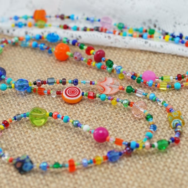 Boho Necklace, Colorful Necklace, Seed Bead Necklace, Hippie Necklace, Wrap Necklace, Love Beads, Gifts for Mom, Beaded Necklace, For Her