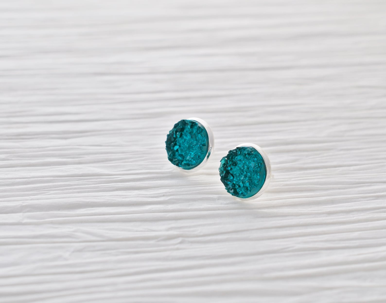 Teal Druzy Earrings Teal Stud Earrings Teal Druzy Studs Etsy