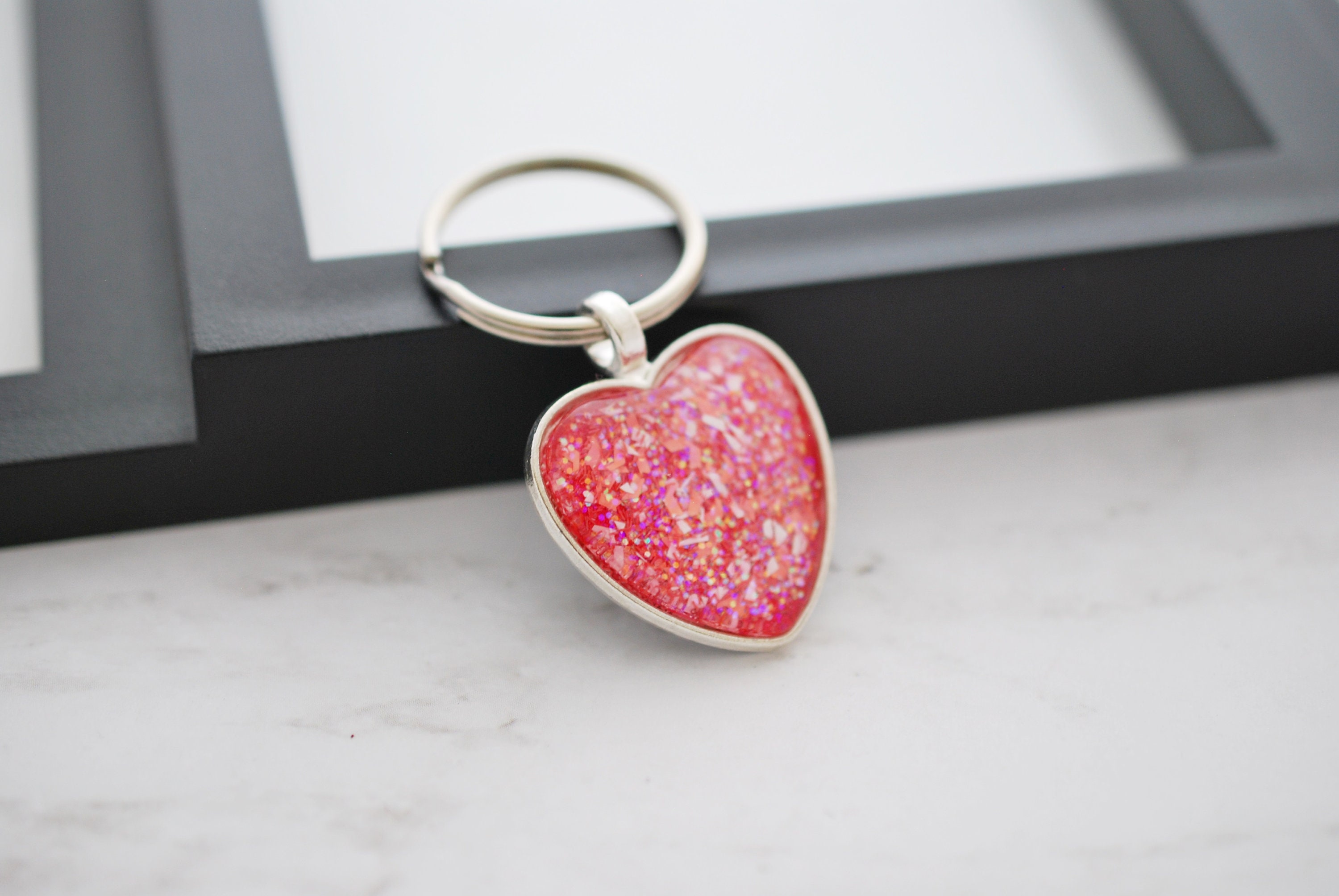 Pink Keychain Pink Key Ring Pink Key Fob Glitter Keychain | Etsy