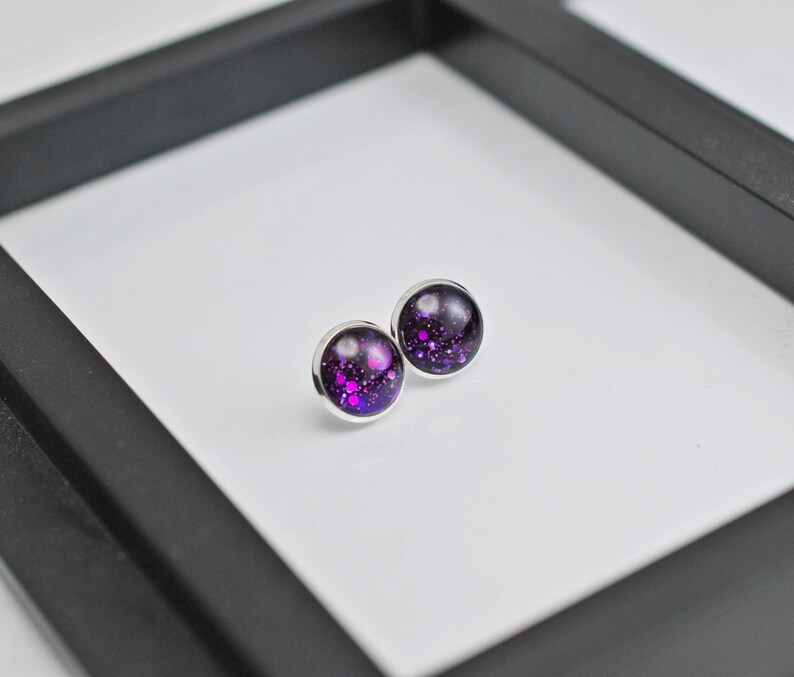 For Her Gift Purple Stud Earrings Silver Earrings Purple Earrings Stud Earrings Dark Purple Stud Earrings Silver Purple Studs