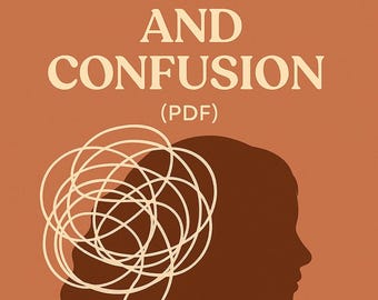 May include: A book cover design with the title "EMOTIONAL COERCION AND CONFUSION" in a cream-colored font. A silhouette of a person's head is on the right, with a tangled, cream-colored line design above the head. The background is a warm, orange-brown color.