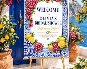 Bridal Shower Welcome Sign, Mamma Mia Bridal Shower Sign, Blue citrus Bridal Shower Decor, Wedding shower sign, Bachelorette Party Sign
