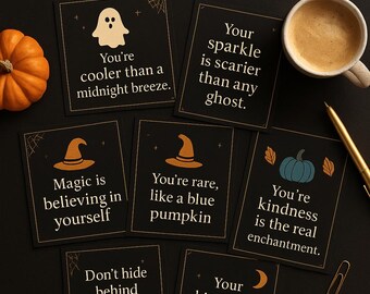 Halloween Lunch Box Notes for Teens: Black & Gold, 31 Printable Affirmations (Digital Download)