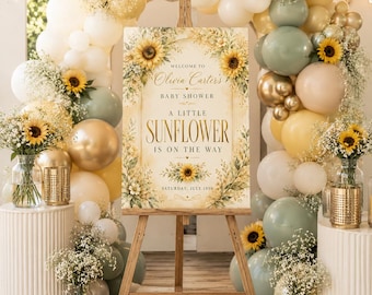 Sunflower Baby Shower Welcome Sign, Little Sunflower Sign, Gender Neutral Baby Shower Welcome signs, Summer Baby Shower Sign, Yellow baby