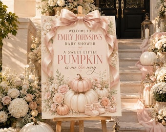 A  Sweet Little Pumpkin Is On The Way Baby Shower welcome sign, Girl baby shower sign, Fall Baby Shower welcome sign Autumn Baby Shower sign